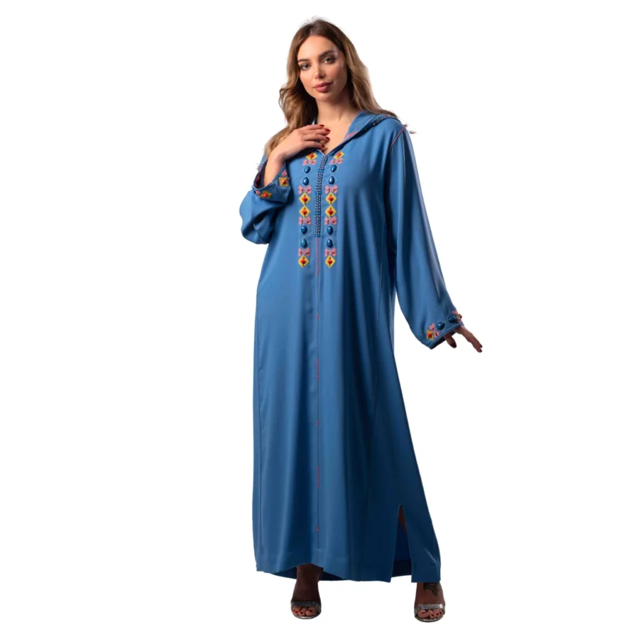 MOROCCAN DJELLABA DELICATE BLUE – Image 2