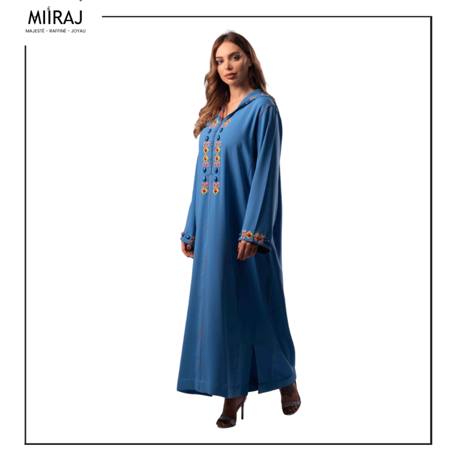 MOROCCAN DJELLABA DELICATE BLUE