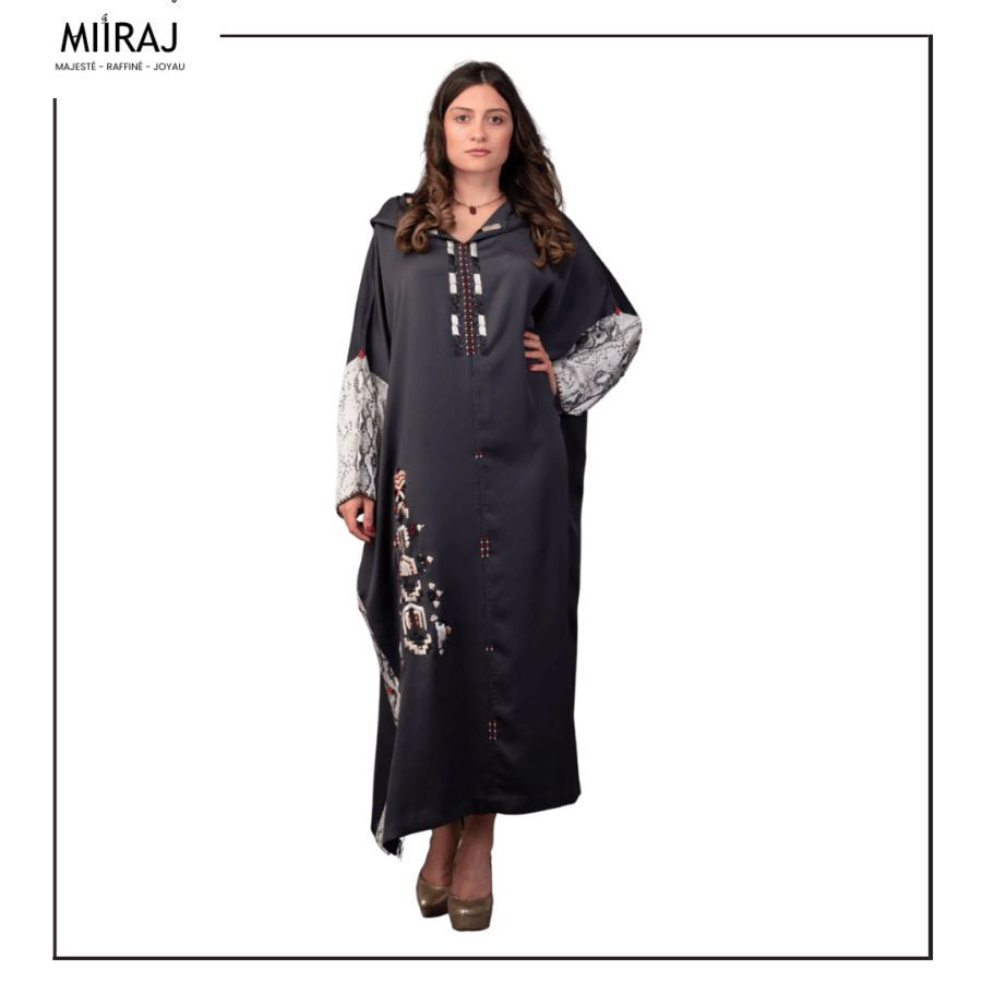 DJELLABA MAROCAINE  CRÊPE GRISE