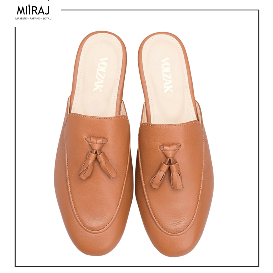 MULE EN CUIR CAMEL