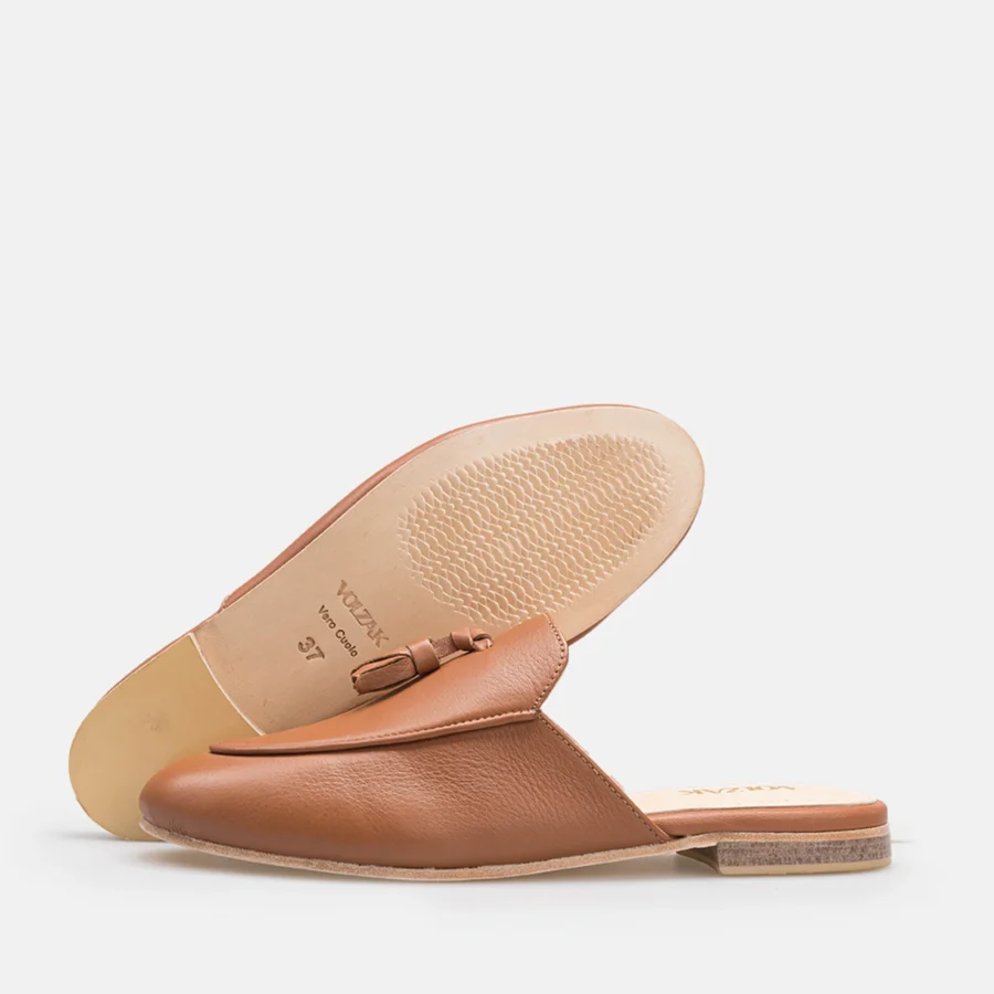MULE EN CUIR CAMEL – Image 2
