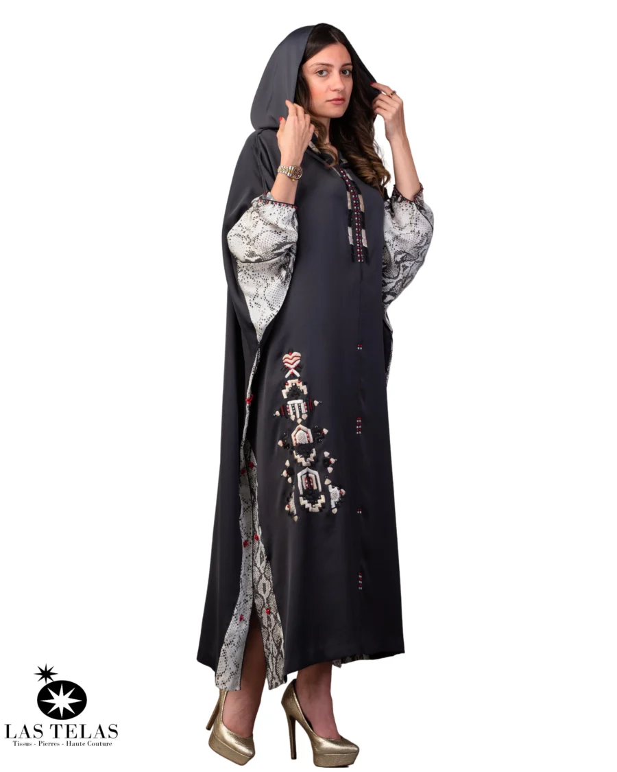 DJELLABA MAROCAINE  CRÊPE GRISE – Image 2