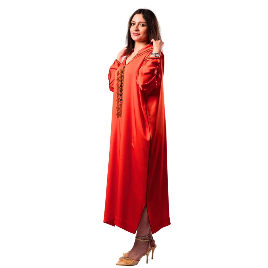 DJELLABA MAROCAINE CORAIL ORANGE – Image 2