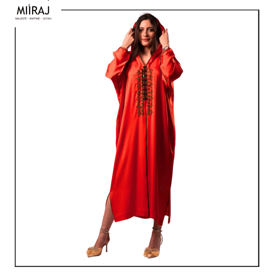 DJELLABA MAROCAINE CORAIL ORANGE